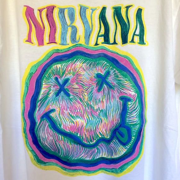 Nirvana Smiley Face Nevermind T Shirt - Picture 3 of 4